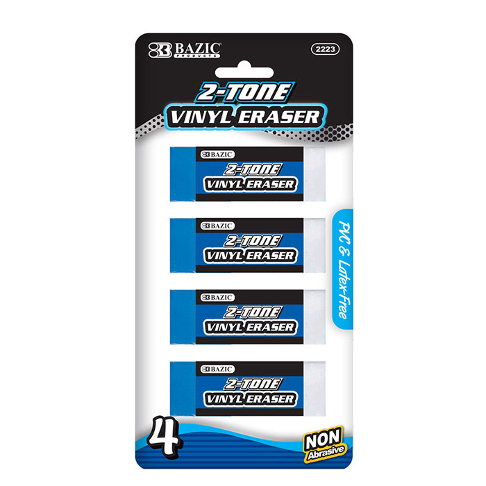 Bazic Two-Tone Vinyl Pencil Eraser New Excellent Quality - 4 Per Case Pack
