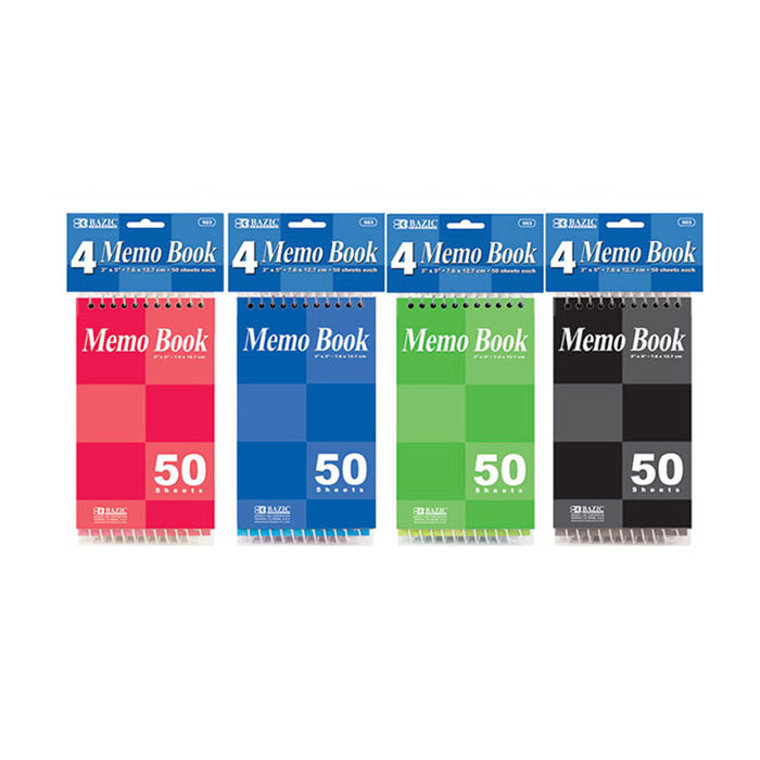 Memo Book 50 Sheets 3" X 5" Top Bound Spiral Memo Books