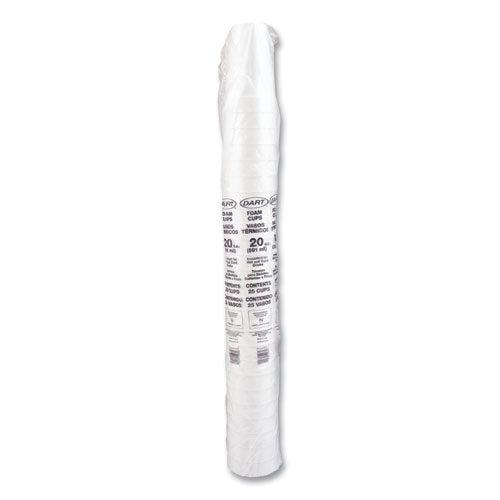 20oz 20J16 Dart Foam Drink Cups, White, 500/cs