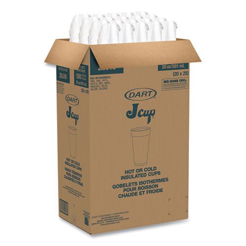 20oz 20J16 Dart Foam Drink Cups, White, 500/cs
