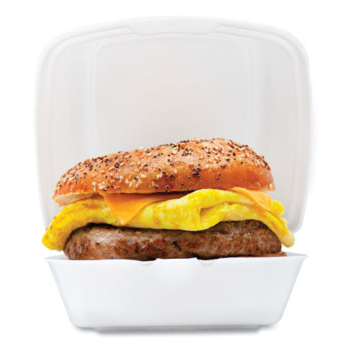 6x6x3 Dart Foam Hinged Lid Container, 6x5.78x3, White, 500/cs