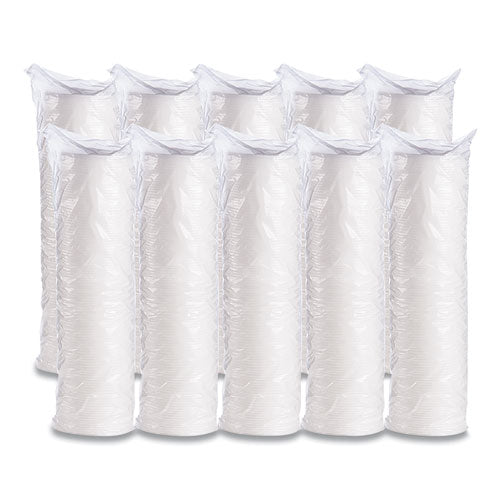 6-14oz Dart Plastic Lids for Foam Cups, Bowls and Containers, Squat, Vented, White, 1000/cs