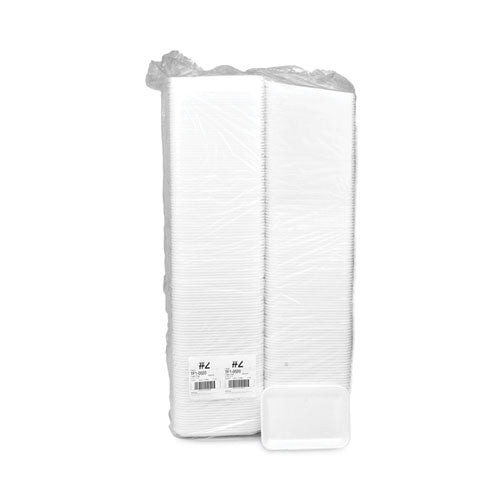 8.2x5.7x0.91 Pactiv Supermarket Tray, #2, White, Foam, 500/ct