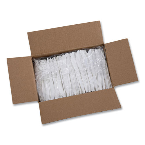 Boardwalk Heavyweight Polypropylene Cutlery, Knife, White, 1000/cs
