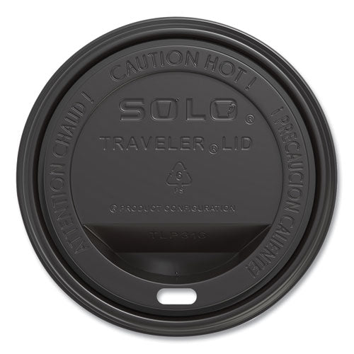 10-24oz SOLO Traveler Cappuccino Style Dome Lid, Cups, Black, 100/sleeve, 10 Sleeves/ct