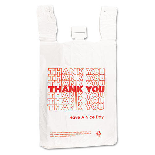 6x4x15 Thank-You T-Sack, Have a Nice Day Labeling, Cut-Out Handles, White/Red, 2,000/ct