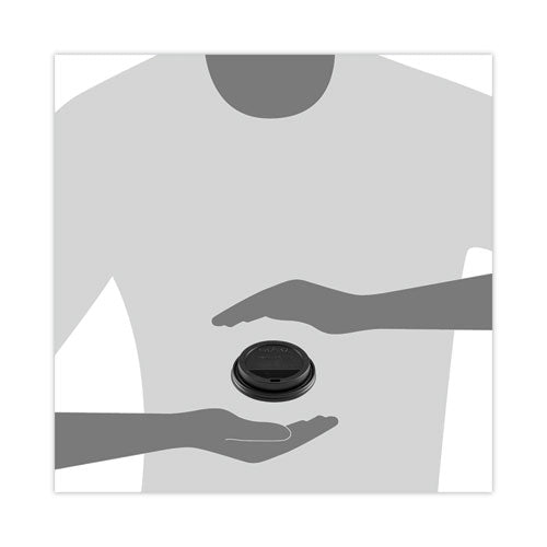 Solo Traveler Sip Through Lids for ThermoGuard Hot Cups, Fits 12, 16, 20, 24 oz, Black, 1,200/ct