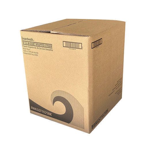 10.25 Inch Wrapped Giant Straws, Polypropylene, Boardwalk, Black, 1,200/cs