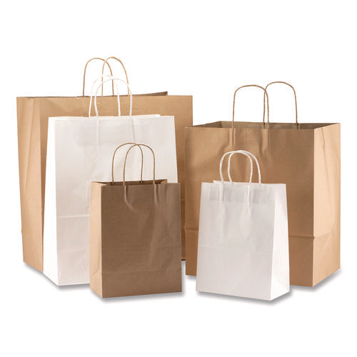 13x7x17 Kari-Out Kraft Paper Bags, Natural Kraft Flat Handles, Natural, 250/cs