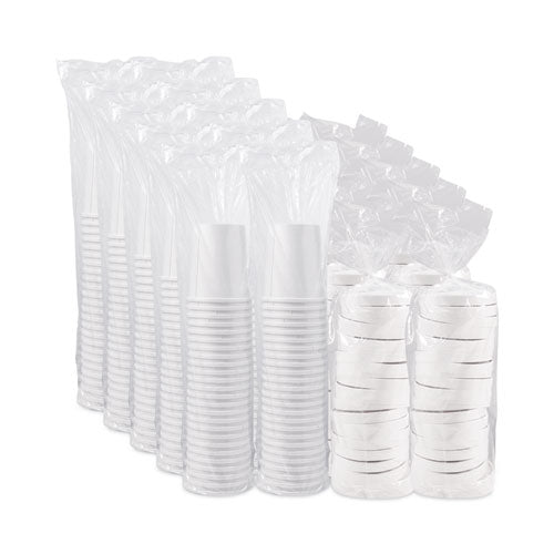 32oz SOLO Flexstyle Double Poly Food Combo Packs, White, Paper, 25 Cups and 25 Lids/Pack, 10 Packs/Carton