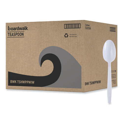 Boardwalk Heavyweight Wrapped Polypropylene Cutlery, Teaspoon, White, 1,000/ct