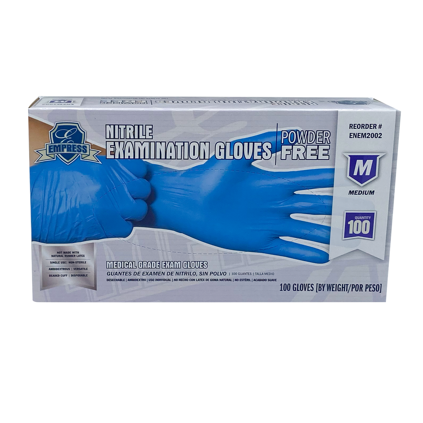 Medium Nitrile Glove, Blue, Empress Exam Grade Powder Free, Empress, 1000/cs