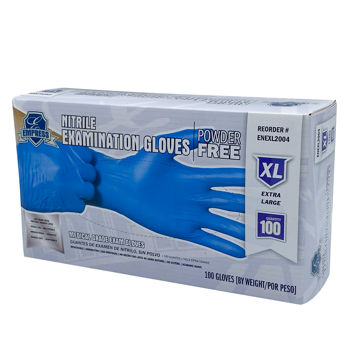 Empress Exam Grade Nitrile Glove Blue Powder Free Extra Large 1000/cs
