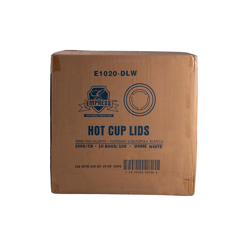 10-20oz Empress Dome Lid Paper Hot Cups White 1000/cs