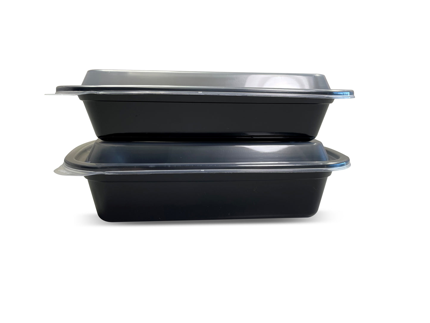 38oz Empress Rectangle Container 6x8x2 Black Base w/ Clear Lid 150/cs