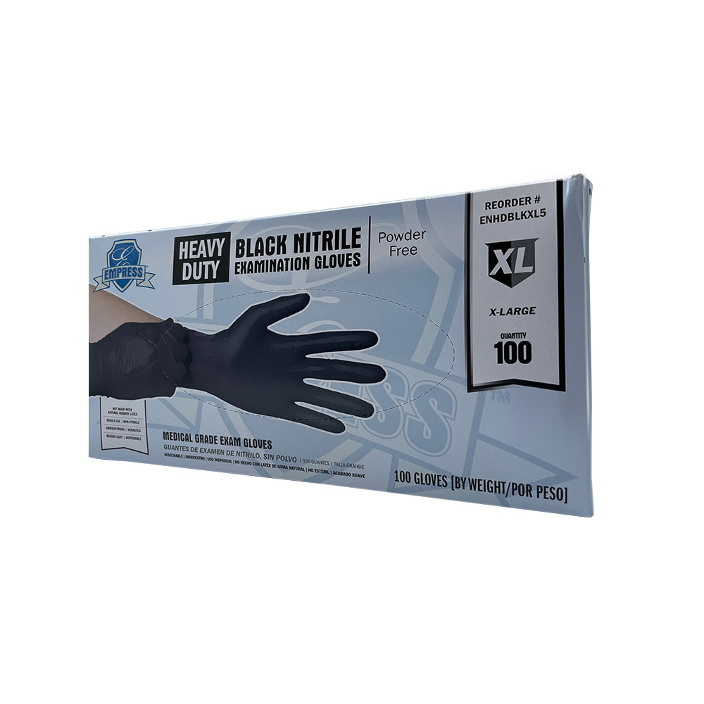 Empress Heavy Duty Nitrile Glove X-Large, Black, 5 mil Exam Grade 10 / 100
