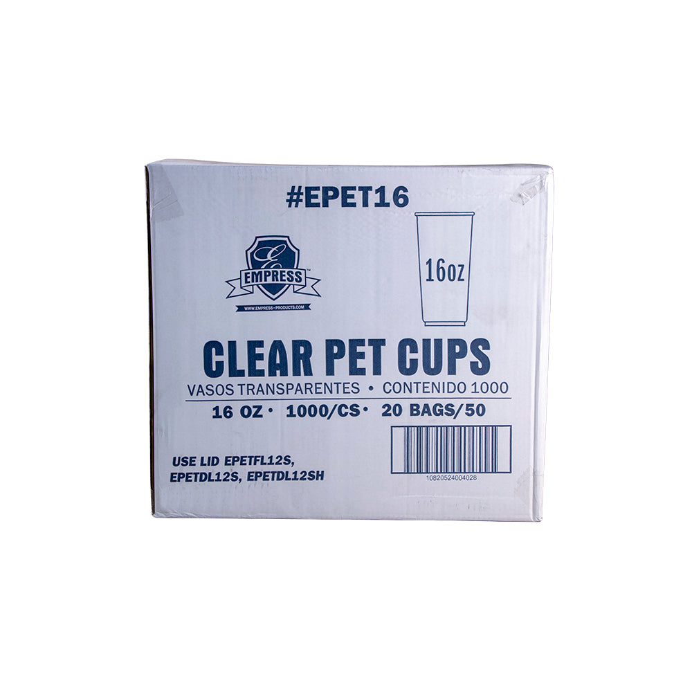 16oz PET Clear Cups Empress 1000/cs