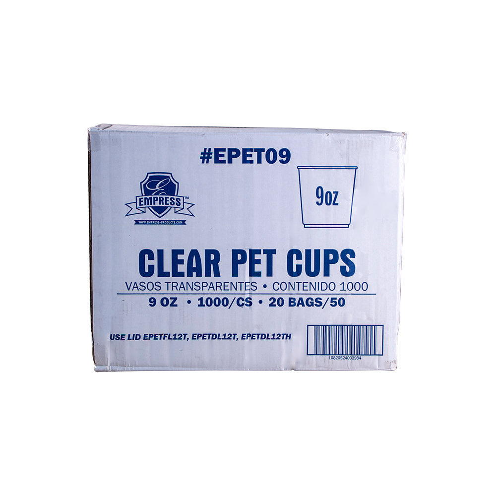 9oz Squat PET Clear Cups 1000/cs