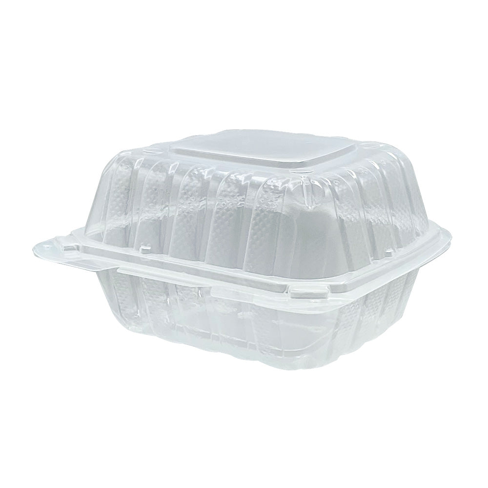6x6 1 Compartment Empress PP Hinged Container Vented Clear 300/cs