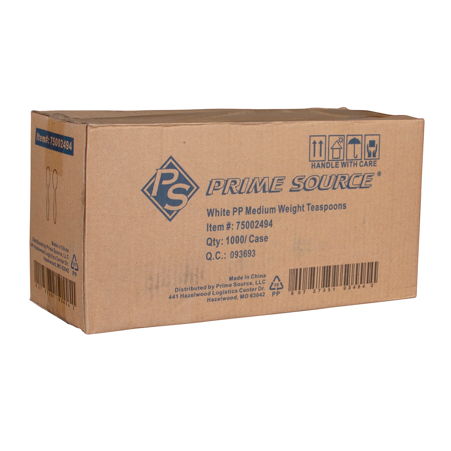 Mediumweight Prime Source Polypropylene Teaspoon, White, 1000/cs