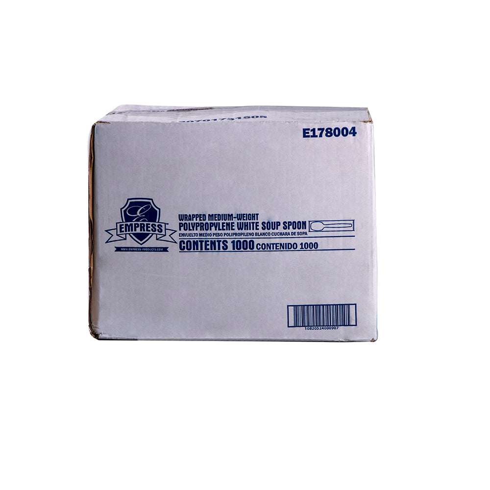Empress Medium Weight Soupspoon Polypro White Wrapped Dense Pack 1000/cs
