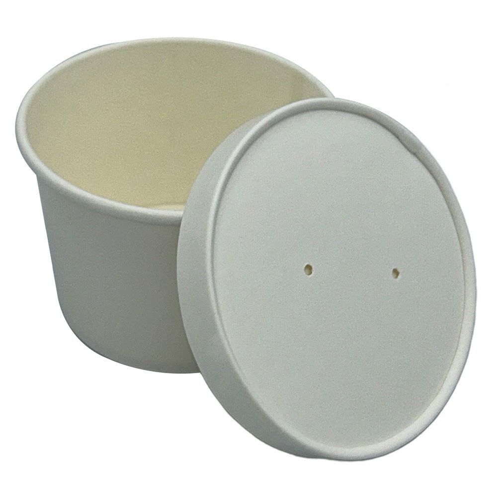 12oz Paper Food Soup Container Cups with Lids White Combo Empress 250/cs