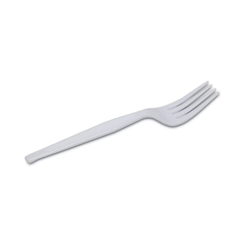 Heavyweight Plastic Cutlery, Forks, White, 100/box