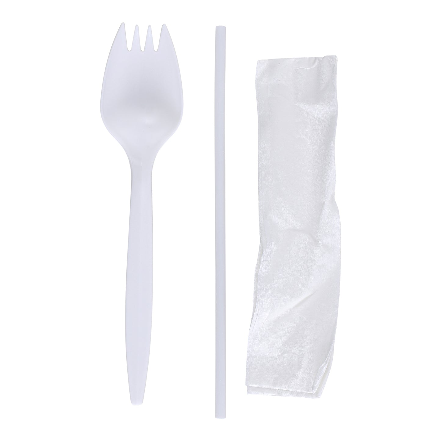 Empress Medium Weight Cutlery Kit Polypro Spork Milk Straw 5.75" Napkin 1000 / cs