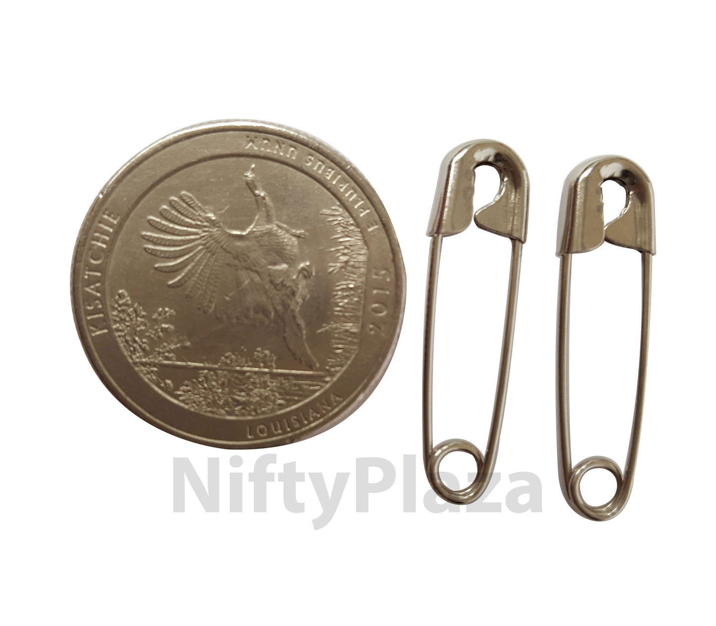 1440 Safety Pins, Size 1-1/16 Inch, High Grade Steel Closed Position Nickel Pleated No Rust