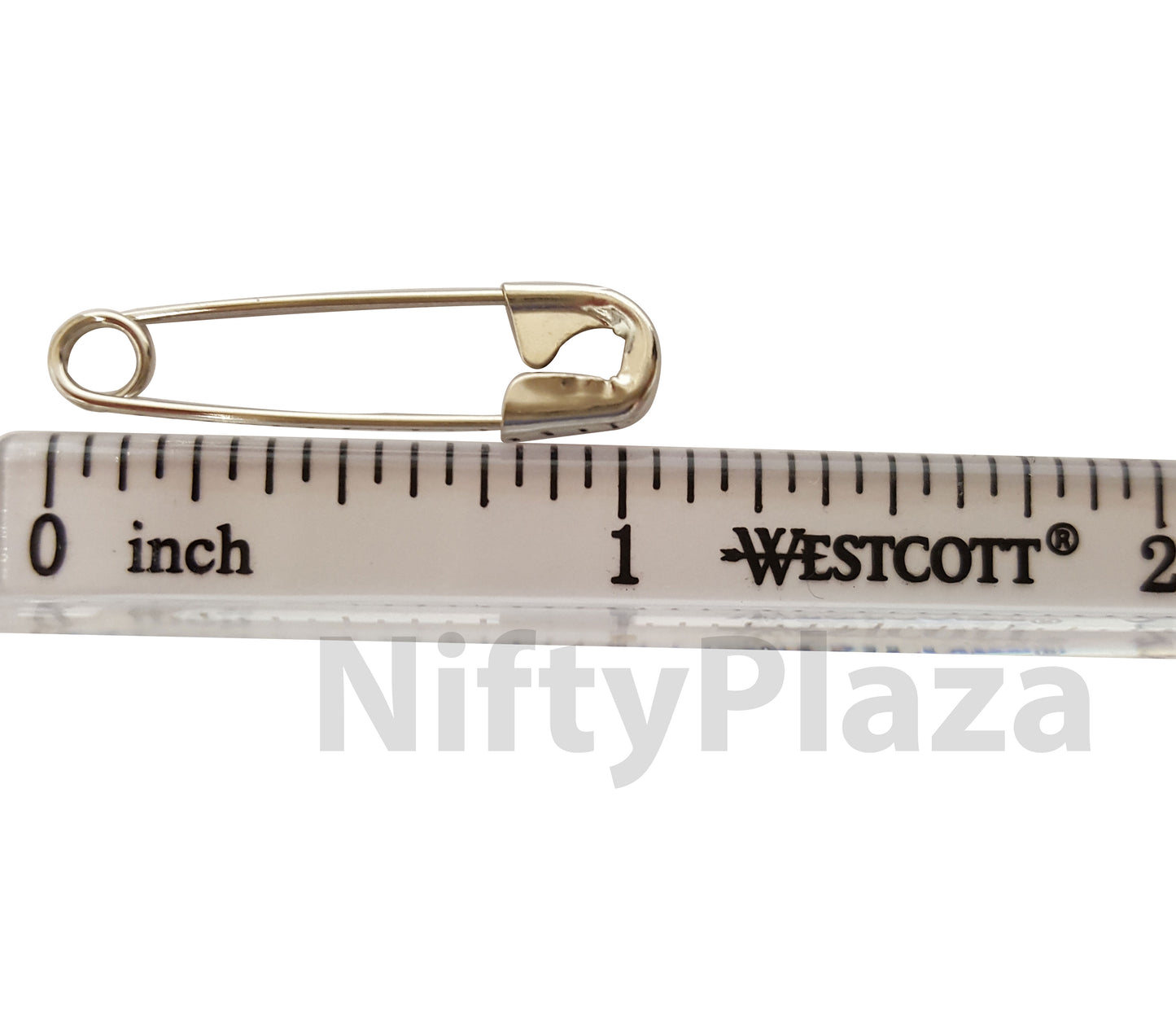 1440 Safety Pins, Size 1-1/16 Inch, High Grade Steel Closed Position Nickel Pleated No Rust