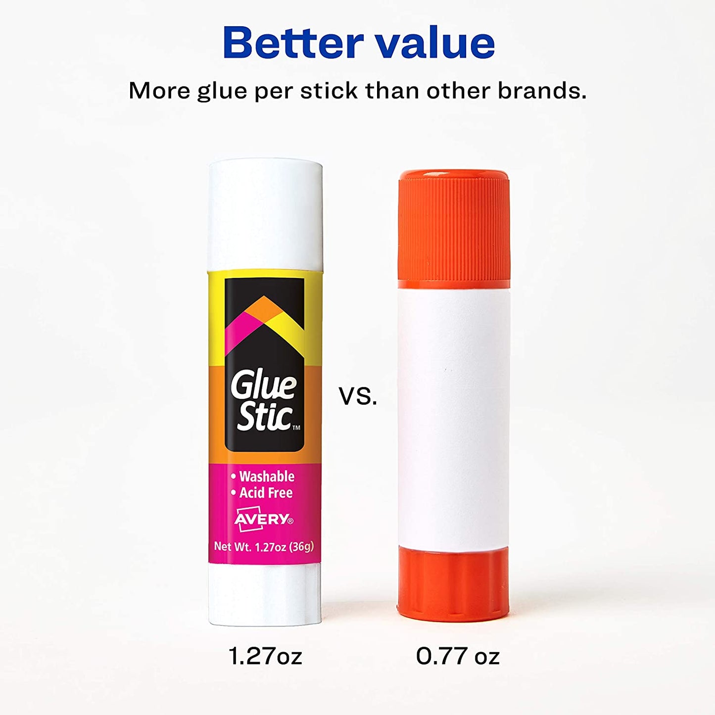 6 pcs Permanent Glue Stic Value Pack, 0.26 oz, Applies White, Dries Clear, Avery Glue Stick