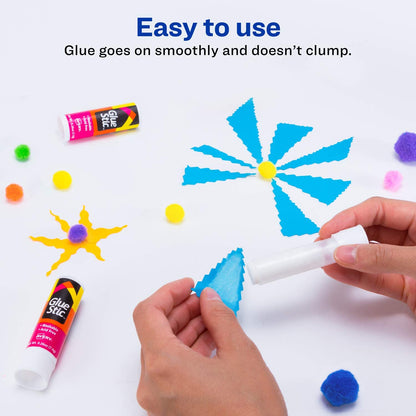 6 pcs Permanent Glue Stic Value Pack, 0.26 oz, Applies White, Dries Clear, Avery Glue Stick