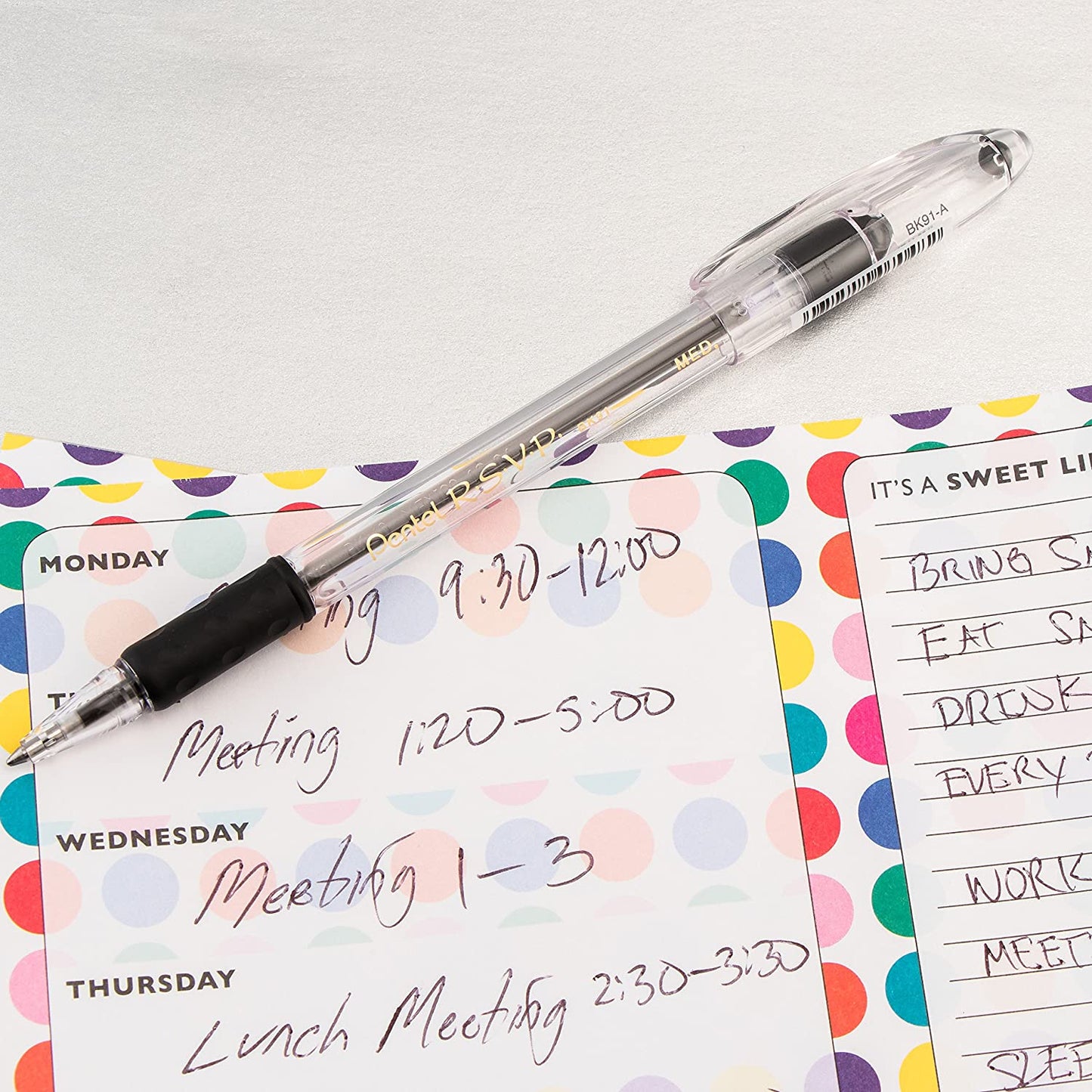 Pentel R.S.V.P. Ballpoint Pen, Medium Point, Assorted Vivid Ink Colors, 8 per Pack