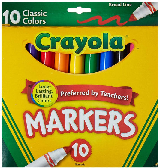 Crayola Broad Line Markers, Classic Bold Colors, Bright, Classic - 10 Count