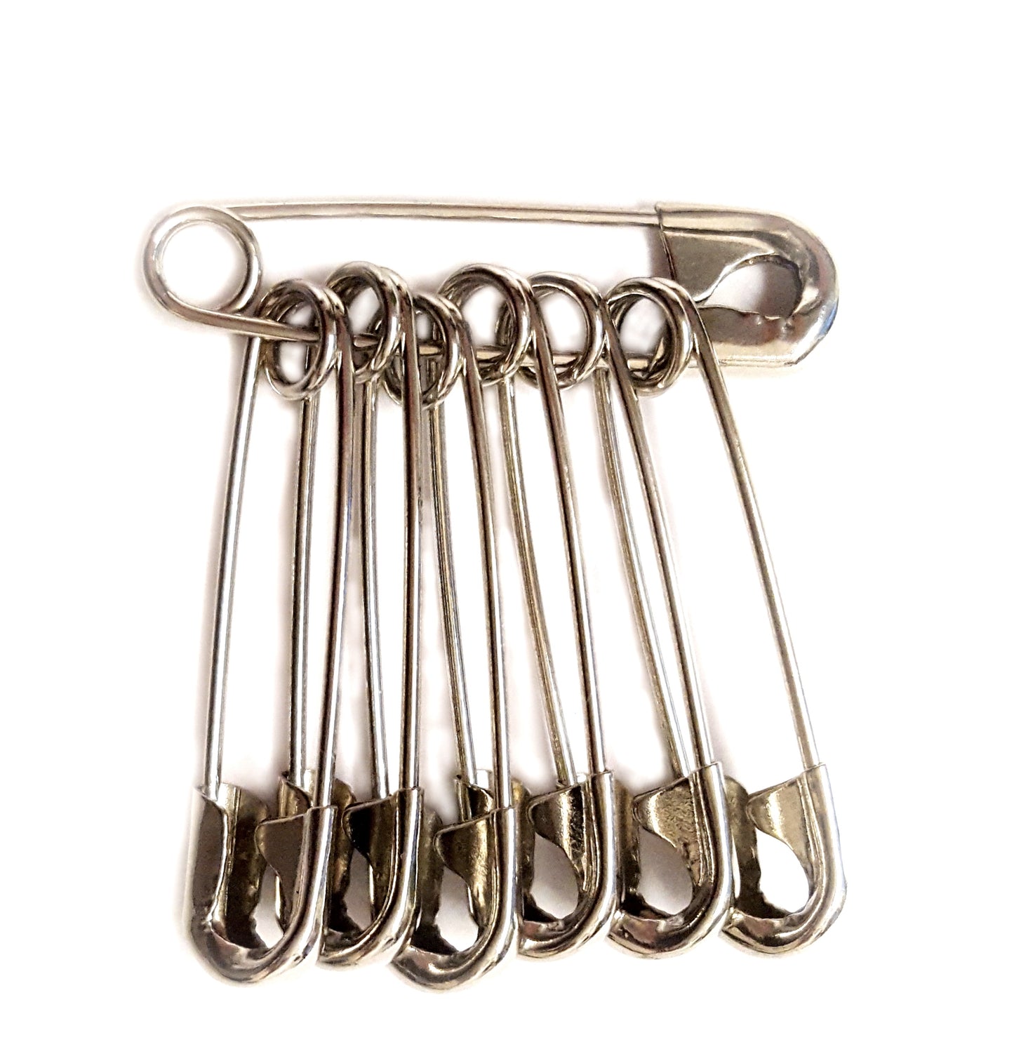 1440 Safety Pins, Size 1-1/16 Inch, High Grade Steel Closed Position Nickel Pleated No Rust