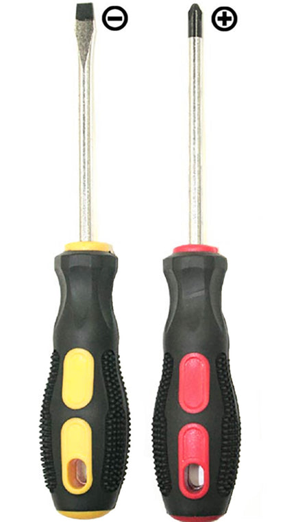 Slotted and Phillips Screwdrivers 2 Packs Magnetic Screwdriver with Rubber Handle With Magnetizer/Demagnetizer Tool