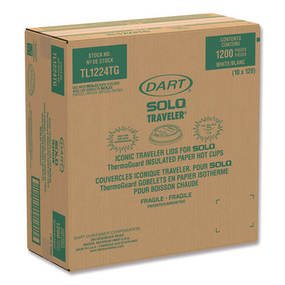 12-16-20-24oz Solo Traveler Sip Through Lids for ThermoGuard Hot Cups, Fits, White, 1,200/cs