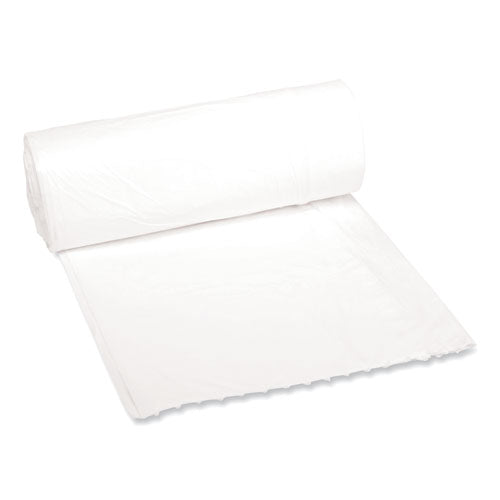 24x32 Boardwalk Low-Density Waste Can Liners, 16 gal, 0.4 mil, White, Perforated Roll, 500/cs