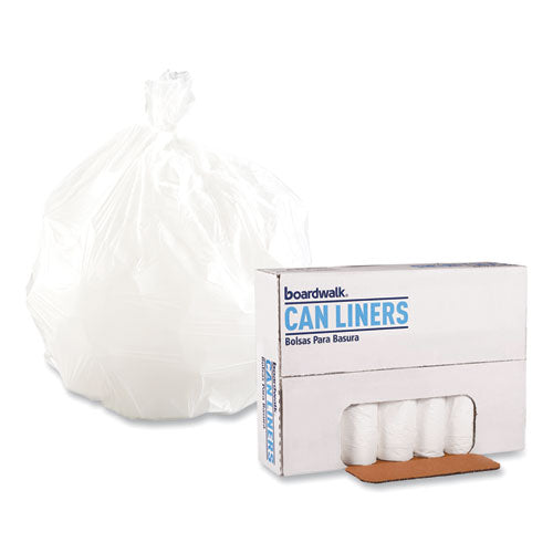 24x32 Boardwalk Low-Density Waste Can Liners, 16 gal, 0.4 mil, White, Perforated Roll, 500/cs