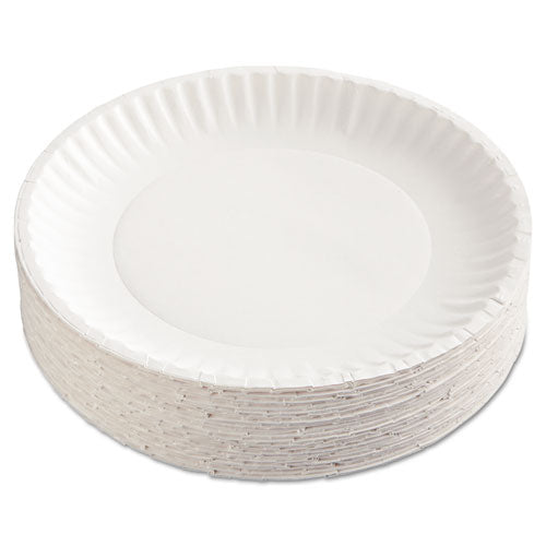 AJMPkg Paper Plates, 9" Dia, White, 100/pack, 12 Packs/carton