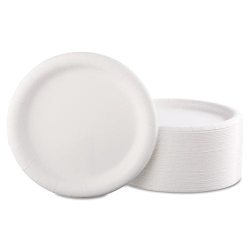 AJMPkg Premium Coated Paper Plates, 9" Dia, White, 125/pack, 4 Packs/carton