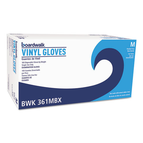 Medium Vinyl Gloves Clear Boardwalk Exam, 3 3/5 Mil, 100/box, 10 Boxes/ct