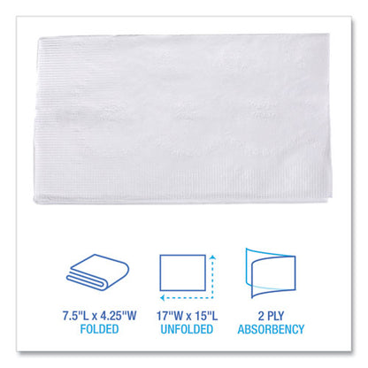 15x17 Boardwalk 1/8-Fold Dinner Napkins, 2-Ply, White, 3000/cs