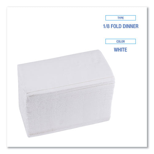 15x17 Boardwalk 1/8-Fold Dinner Napkins, 2-Ply, White, 3000/cs