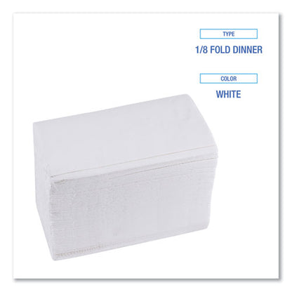 15x17 Boardwalk 1/8-Fold Dinner Napkins, 2-Ply, White, 3000/cs
