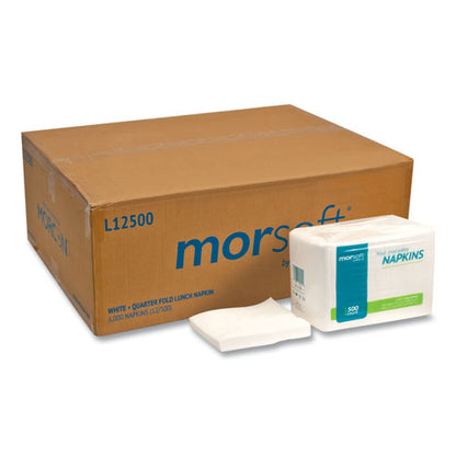 11.8x11.8 Morcon Morsoft 1/4 Fold Lunch Napkins, 1-Ply, White, 6,000/ct