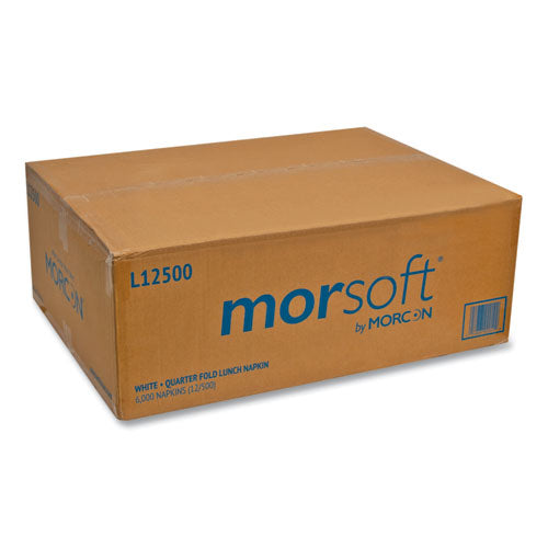 11.8x11.8 Morcon Morsoft 1/4 Fold Lunch Napkins, 1-Ply, White, 6,000/ct