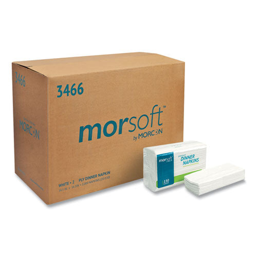 14.5x16.5 Dinner Napkins, 2-Ply, White, Morsoft, 3,000/cs
