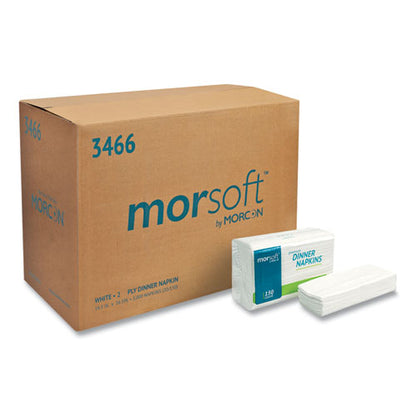 14.5x16.5 Dinner Napkins, 2-Ply, White, Morsoft, 3,000/cs