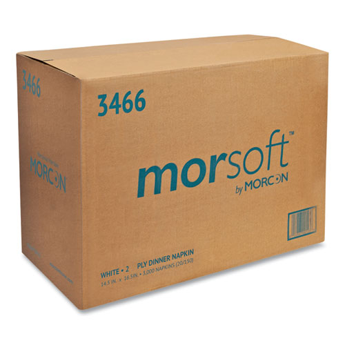 14.5x16.5 Dinner Napkins, 2-Ply, White, Morsoft, 3,000/cs